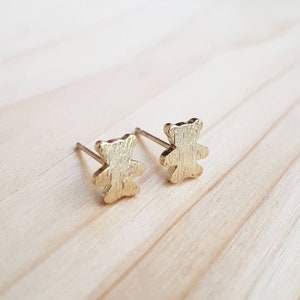 Tiny Teddy Bear Stud Earrings,Gold Plated Studs,Cute Teddy Earrings,Dainty Bear Earrings,Cute Bear Stud Earrings,Valentine's Gift,Gift Ready