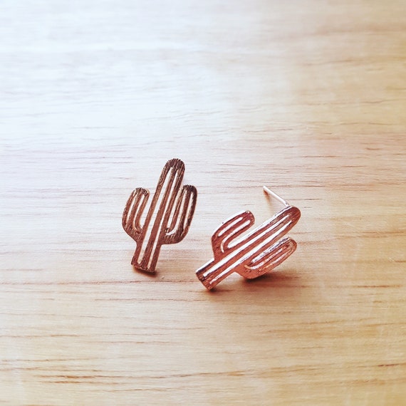 Minimalist Earrings Packed in a Teabag Cactus Stud Earrings Gold Cactus Small Cactus Earrings Cactus Dainty Earrings Gold Cactus Studs