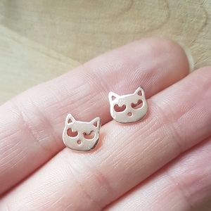 Tiny Cat Studs,Cat Lover Studs,Rose Gold Tiny Cat Earrings,Cat Jewelry,Cat Dainty Earrings,Minimalist Earrings Packed in a Teabag Gift Ready