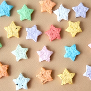Mini bolas de semillas sueltas en forma de estrella / bombas de semillas de flores silvestres / Bomba de semillas de color pastel en papel reciclado a granel / Recuerdo de fiesta ecológico para invitados
