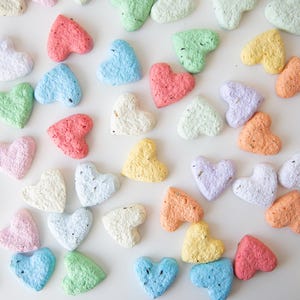 Losse hartvormige zaadballen / wilde bloemenzaadbommen / pastelkleur zaadbom in bulk gerecycled papier / Milieuvriendelijk feestbedankje voor gasten