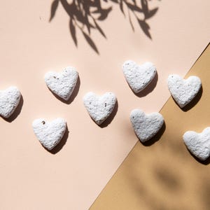 Bolas de sementes soltas em formato de coração branco de papel reciclado/bombas de sementes com sementes de flores silvestres: centáurea, phacelia, camomila, miosótis/lembranças