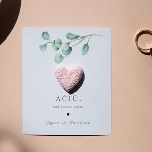 Carte de remerciement avec un coeur en papier de graines à planter - douche nuptiale écologique - anniversaire, cadeau de baptême pour des invités - bombe de graines