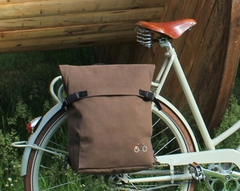 Sacoche vélo/sac à dos unisexe imperméable pour cyclistes en toile Marron