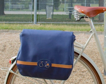 Sacoche vélo pour porte-bagage arrière et sac de vélo imperméable de couleur Bleu