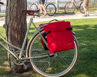 Sacoche vélo/sac à dos unisexe étanche pour cyclistes de couleur rouge