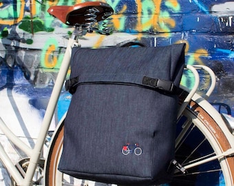 Backpack for cyclists, waterproof rear bikebag in denim