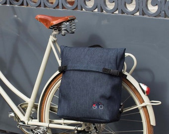 Sacoche vélo/sac à dos unisexe étanche pour cyclistes de couleur en toile Jean