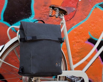 Sacoche vélo/sac à dos unisexe étanche pour cyclistes de couleur en toile Noir
