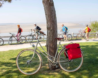 Sacoche vélo/sac à dos unisexe imperméable pour cyclistes de couleur rouge