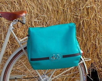 Sacoche vélo porte-bagage arrière imperméable de couleur vert emeraude