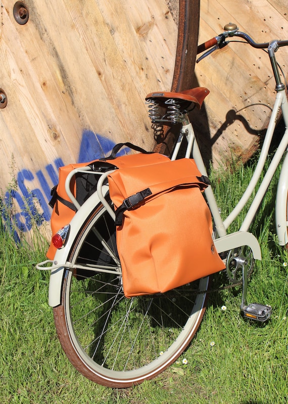 Sacoche velo double porte-bagage arrière, unisexe et étanche en canvas noir  -  Canada