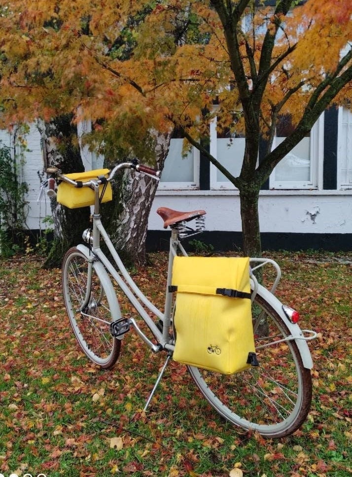Unisex Backpack for Cylists and Waterproof Rear Bikebag in Yellow Etsy UK