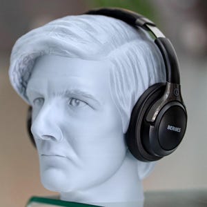 Grey 3D Printed Headphone Holder: Modern Desk Decor, Surreal Bust (10 inch)