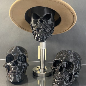 Desk Hat Stand - Skull Stainless Steel - Headphone Holder For Desk - Hat Display Stand