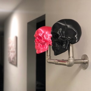 Stainless Steel Skull Dual Helmet Holder  with Custom Engraving