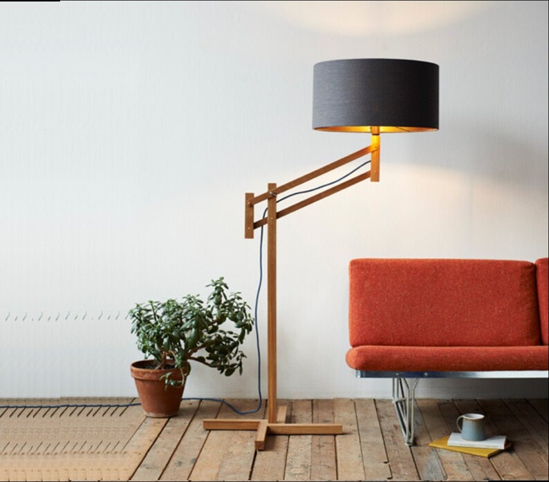 Handmade Sustainable Oak Adjustable Floor Lamp/reading Light Etsy UK