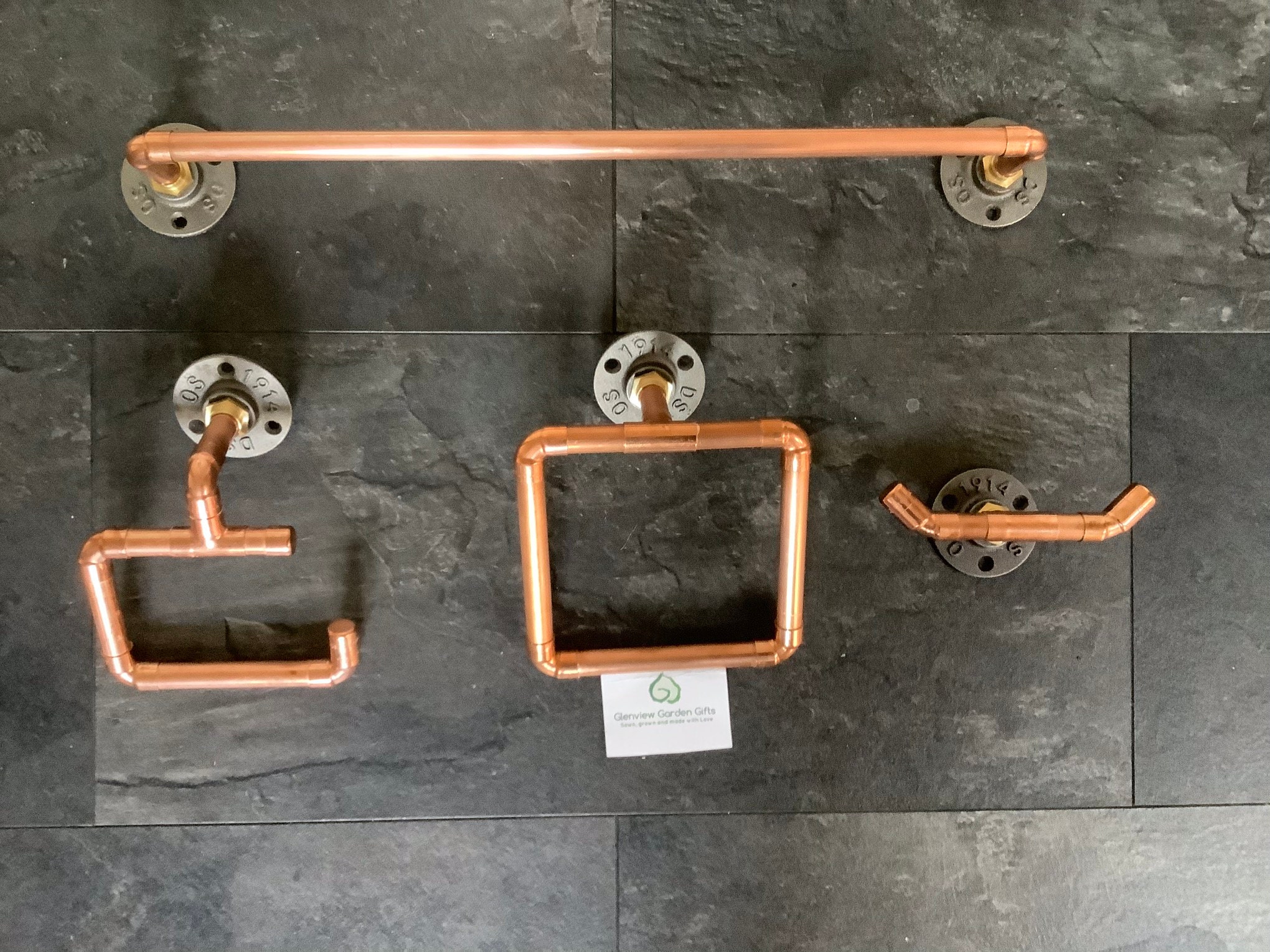 Striking 4 Piece Copper Pipe Bathroom Set Etsy