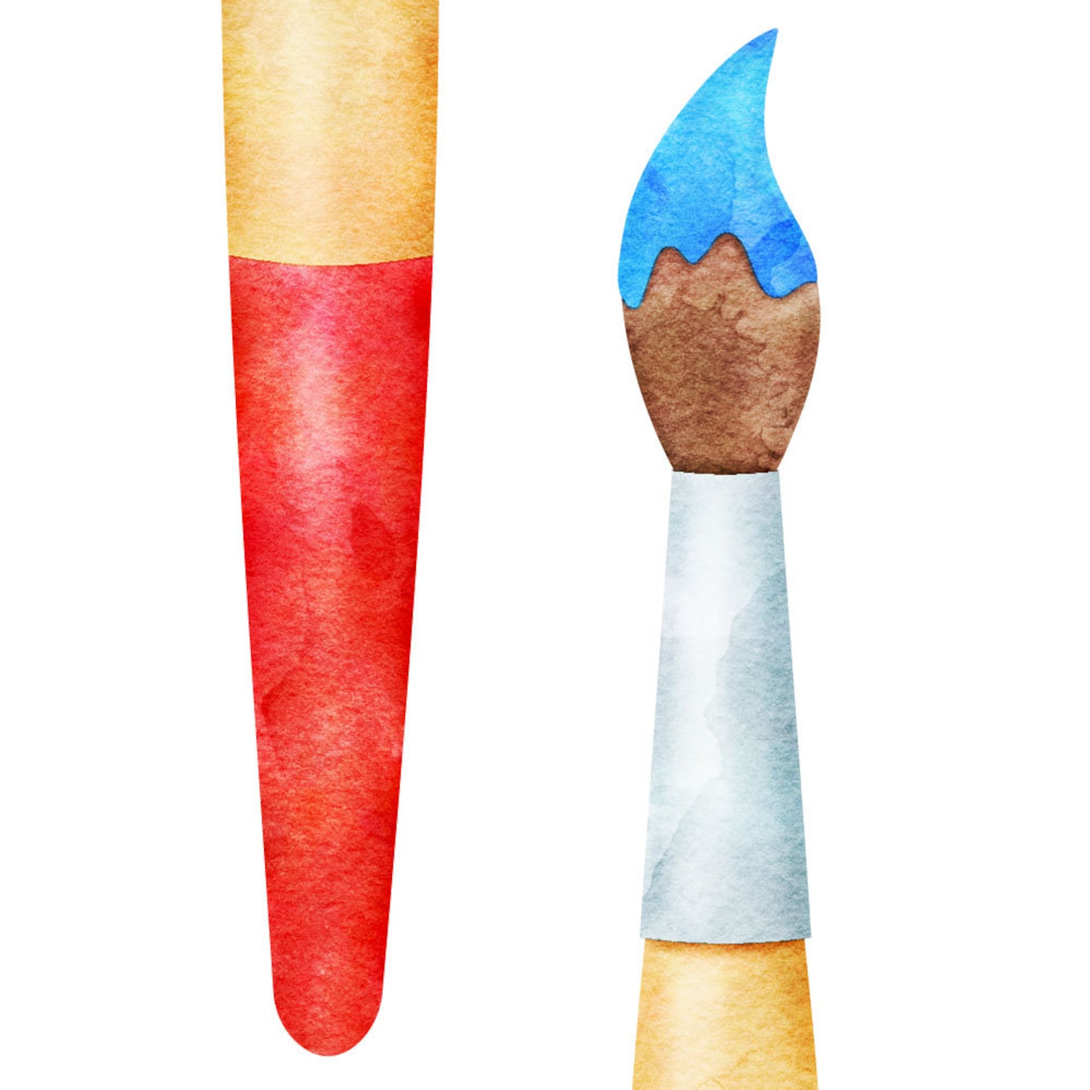 Watercolor Paint Brush Clipart Watercolor School Clipart | Etsy