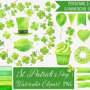 Acuarela de San Patricio Día Clipart, Cremosa Clover Wreath, Acuarela Clover Clipart, Imágenes prediseñadas irlandesas, Imágenes prediseñadas del día de San Patricio, PNG