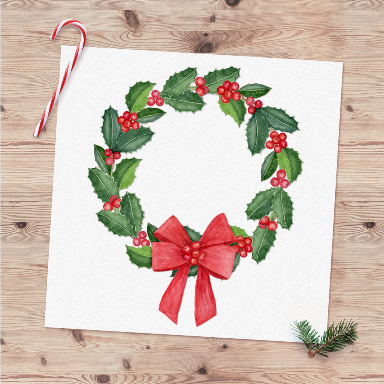 Watercolor Holly Clipart Watercolor Christmas Wreath Clipart - Etsy