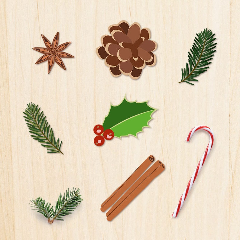 Christmas Wreath Clipart Christmas Spice Wreath Clipart - Etsy