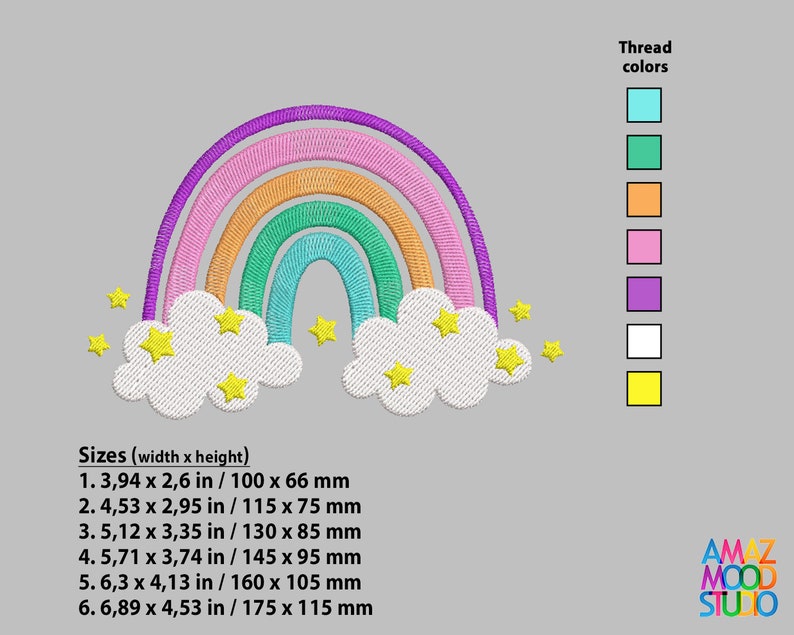 Rainbow Machine Embroidery Design - Etsy