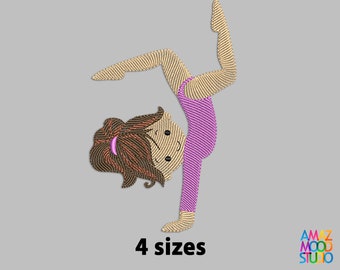 Little girl acrobat gymnast Machine Embroidery Design