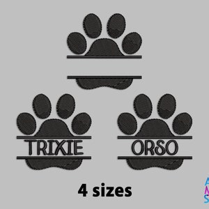 Paw Monogram Cat Dog Font Pet name Machine Embroidery Design