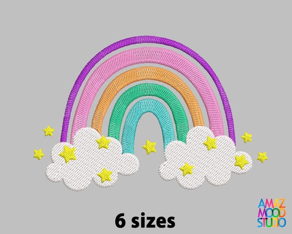 Rainbow Machine Embroidery Design | Etsy