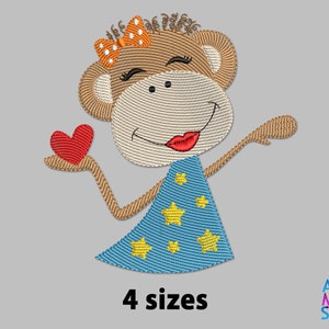 Beautiful monkey girl Machine Embroidery Design