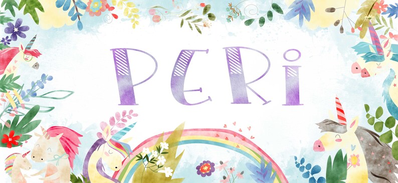 Printable Wall Art - Customized Nursery Name Poster - Digital Unicorn ...