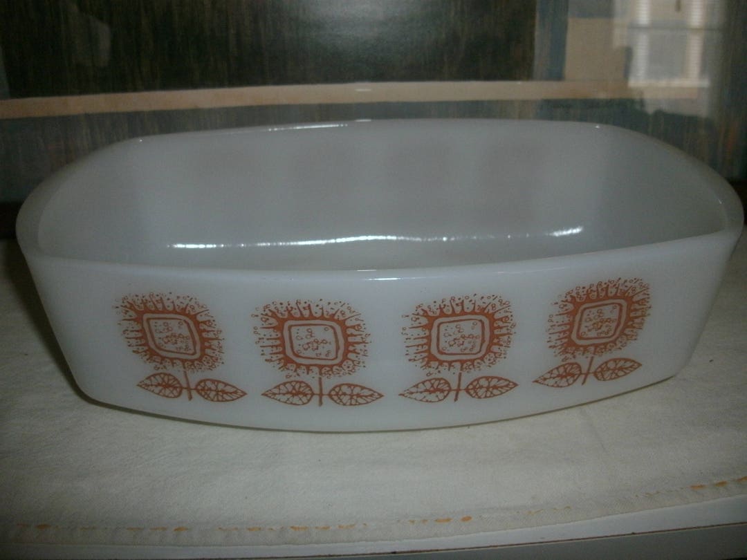 Fire King Sunflower Loaf Baking Dish Etsy