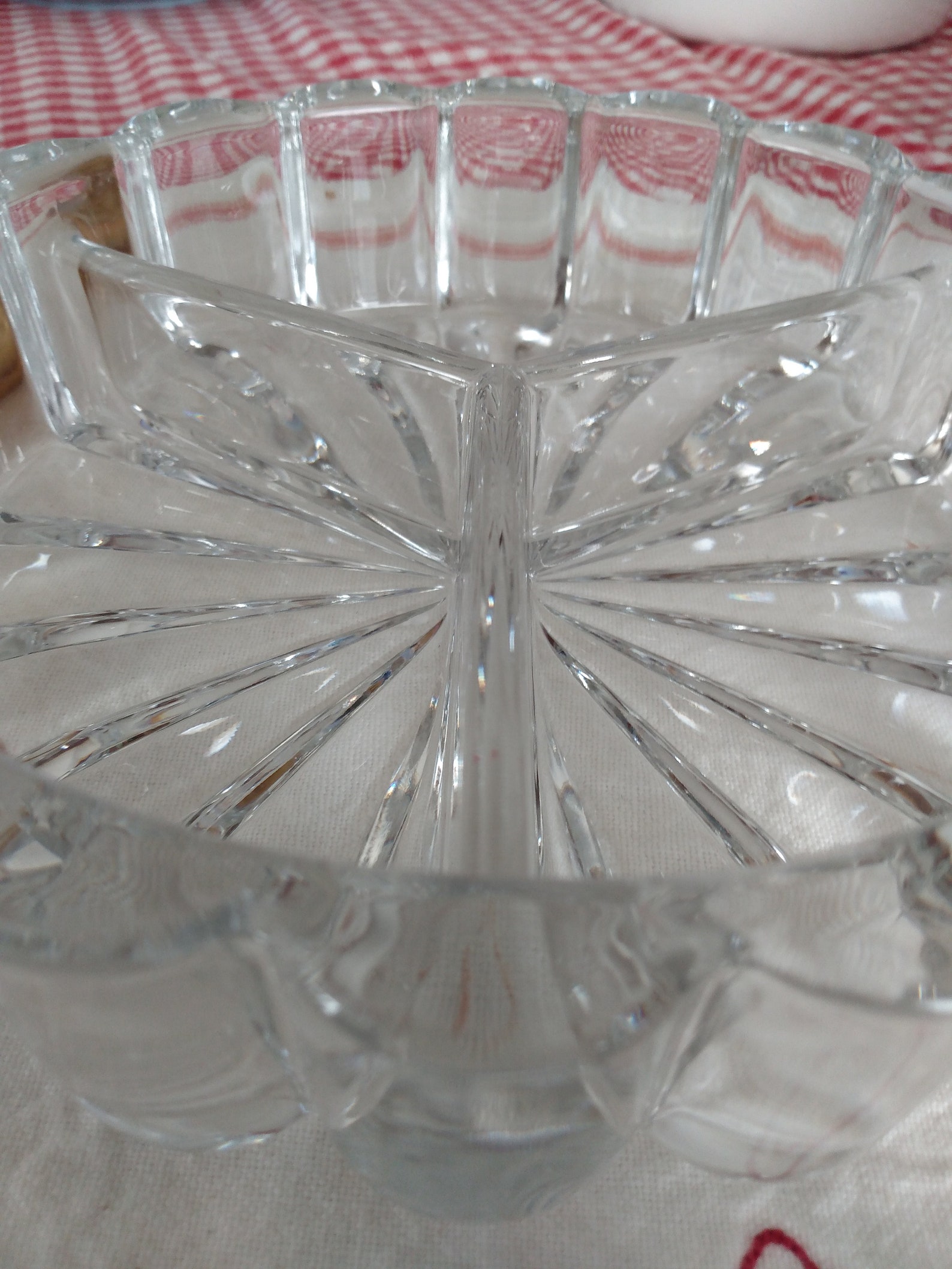 Vintage divided candy dish with metal lid Etsy