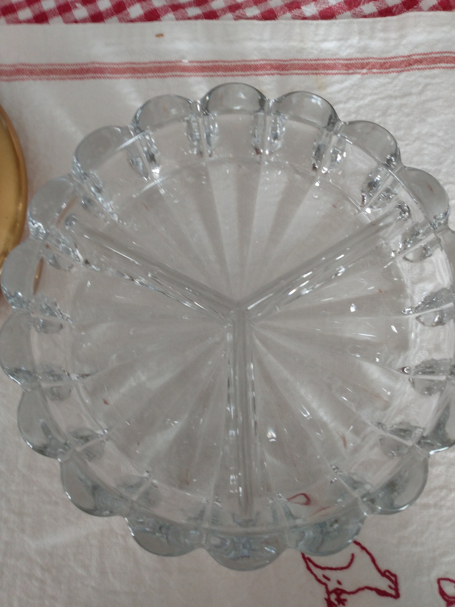 Vintage divided candy dish with metal lid Etsy