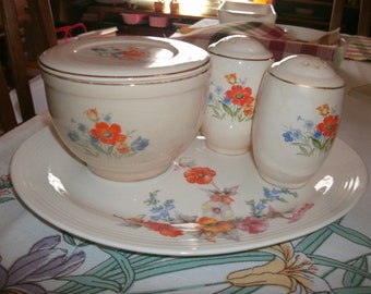 Vintage Grease bowl with matching salt and pepper shakers