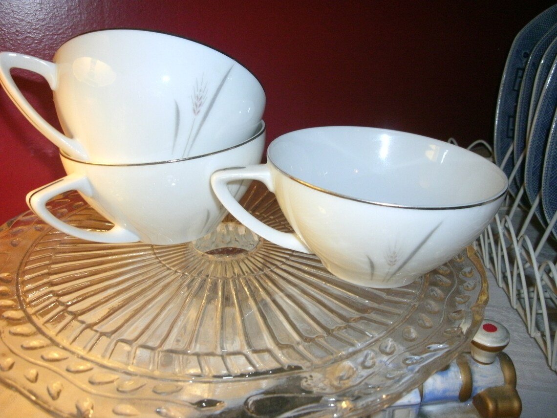 Platinum Wheat Fine China Tea Cup Etsy