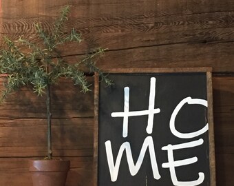 Wall decor | H O M E | wood sign | home decor | living room | wood framed sign