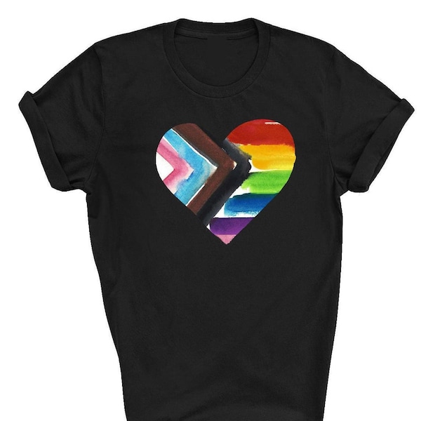 Pride Progress T shirt, Big Pride Progress Heart T shirt, LGBT Pride t shirt, LGBTQ T-shirt, Top, Gay Pride Tee, Unisex T shirt