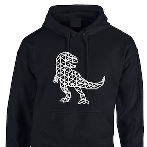 Geometric Tyrannosaurus Dinosaur  Hoodie, Jurassic Dinosaur  Print Hoody, Line Dinosaur top slogan Hooded Top