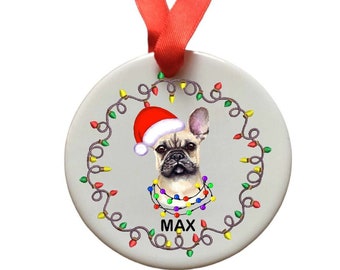 Personalized French Bulldog Christmas Ornament: Ceramic Pet Bauble