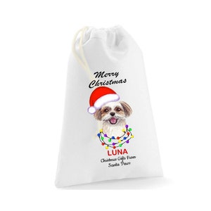 Personalisierter Shih Tzu Hunde weihnachtssack, personalisierter Hundegeschenkbeutel, Shih Tzu Hunde Leckerlibeutel, Geschenkbeutel für Hunde