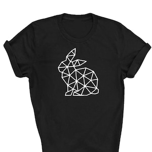 Geometric Rabbit T shirt, Large Bunny Rabbit Print T shirt, Animal Lover Vegan top slogan tee t shirt