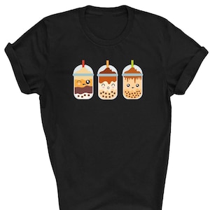 Kids Bubble Tea T-Shirt, Boba Tea T-shirt, Japanese Tea, Harajuku Outfit, Kawaii Cartoon Bubble Tea Top, Asian Food Clothing, Anime Clothing