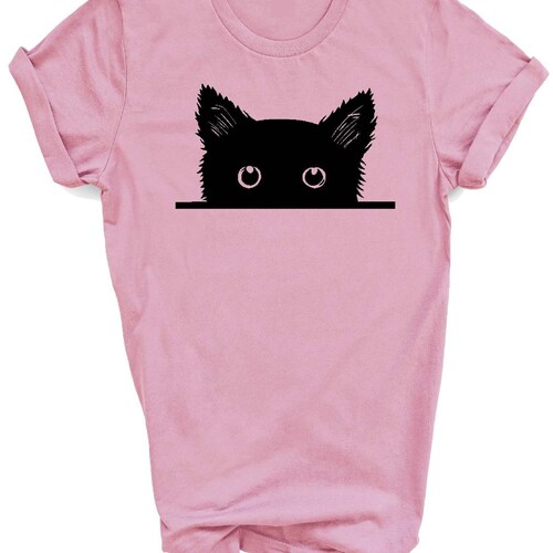 Kids Peek-a-Boo Black Cat T-shirt: Modern Silhouette