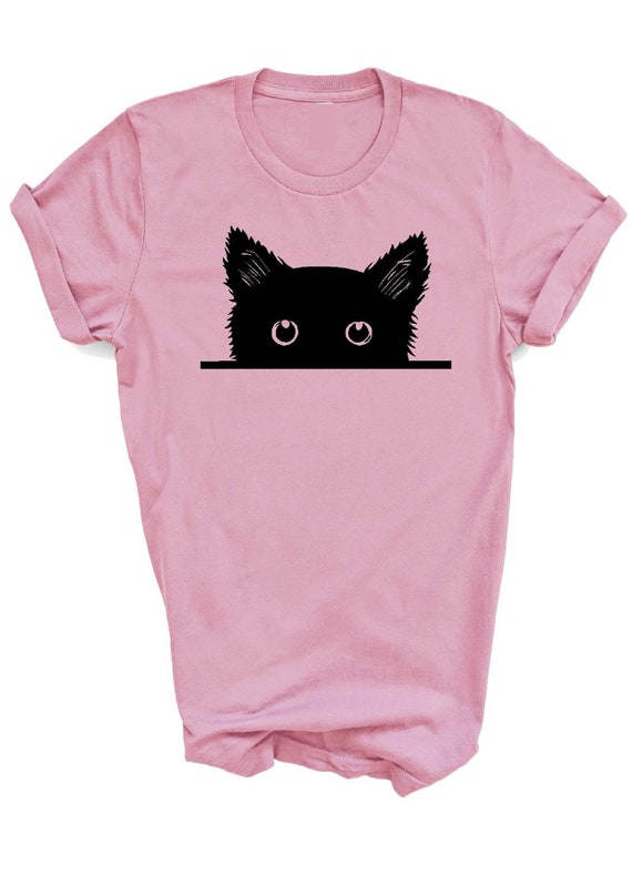 Kids Peek-a-Boo Black Cat T-shirt: Modern Silhouette