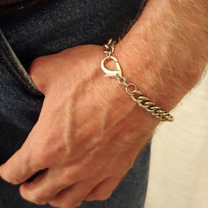 Mens Stainless Steel 8mm Hammered Cuban Link Chain Waterproof Bracelet