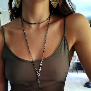 Gunmetal Choker and Wrap Around Lariat 2 Piece Set