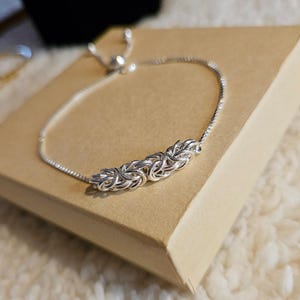 925 Sterling Silver Byzantine Adjustable Bracelet