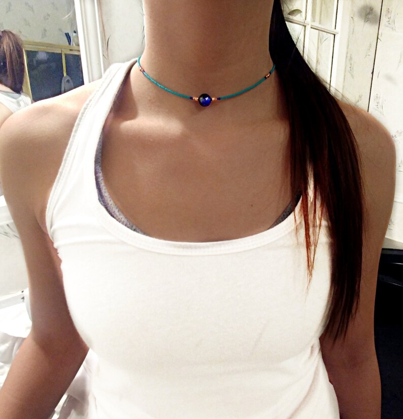 Blue Tiger Eye TurquoiseCopper Anklet